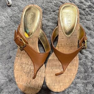 Lauren Ralph Lauren Tan Cork Sandals size 9B